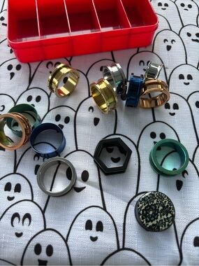 Multicolor Lot Of 13 Ear Gages Assorted Metallic Tones